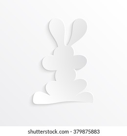 Easter silhouette white rabbit. Can be used for postcards. Vector illustration