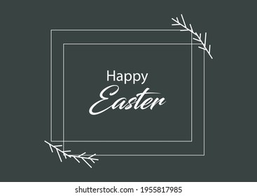 Easter simple banner on dark green background, art decoration, Happy Easter, vector illustration