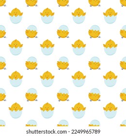 Easter simple pattern with  hatching chicks for banners, posters, cover design templates, social media stories wallpapers and greeting cards. Easter pattern. Vector illustration.