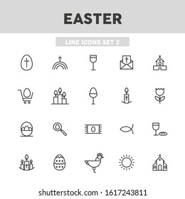 Easter simple set line icons. Vector illustration symbol elements for web design.
