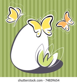 Easter simplified design with egg and butterflies