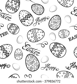 Easter sketch black and white seamless pattern. Christianity.