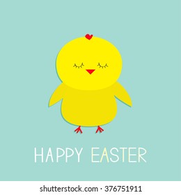 Easter sleeping chicken. Baby background. Flat design. Pastel color background. Vector illustration