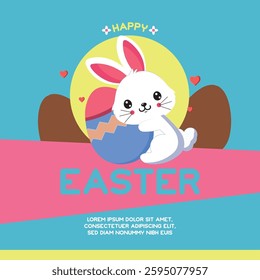 Easter social media card, vector illustration.e
