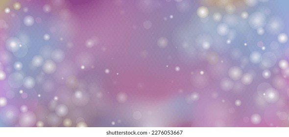 Easter soft colors bokeh. Abstract fairy meadow illustration. Glowing techno abstract colorful background. Stock vector Illustration banner site blur variegated pink, blue, purple, violet