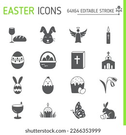 Easter solid icon set, holiday vector collection, logo illustrations, easter vector icons, glyph style pictogram pack, editable stroke icons.