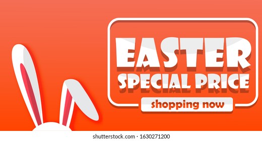 Easter special price banner, Sale sign for holidays, Shopping online banner.