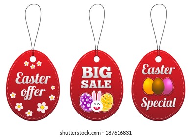 Easter special tags in the form of egg. Vector illustration.