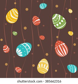 Easter Spring background with eggs. Vector seamless pattern