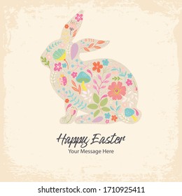 Easter Spring Bunny Vector Card Template