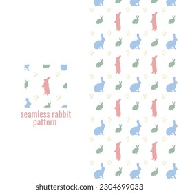 Easter Spring Bunny vector seamless pattern. Illustration of little rabbit in floral field for textile or wrapping surface. Happy Easter ornament for Christian spring holidays.
