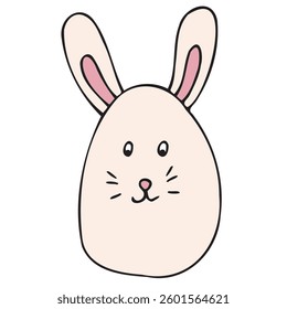 easter spring chicken egg with easter bunny decor, vector color isolated design element, hand drawn doodle element, for kids