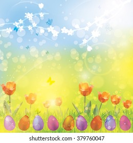 Easter spring colorful vector illustration 