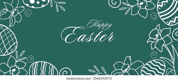 Easter spring decoration. Happy Easter print, folk style home decor, wall decoration.