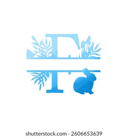 Easter, spring family monogram. Letter F on white background