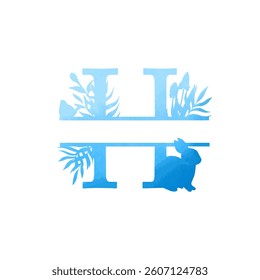 Easter, spring family monogram. Letter H on white background
