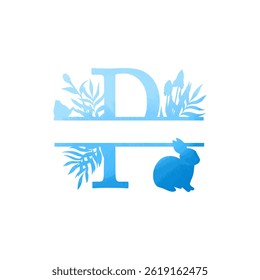 Easter, spring family monogram. Letter P on white background