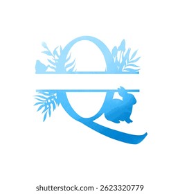 Easter, spring family monogram. Letter Q on white background