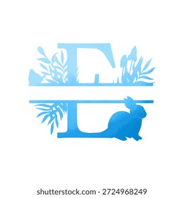 Páscoa, monograma da família primavera. Letra E sobre fundo branco