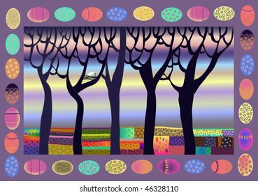 easter in spring forest