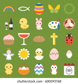 easter and spring icon and elements, flat design vector