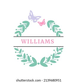 Easter spring monogram. Celebration floral wreath. Family concept. Stock vector illustration isolated on white background. Greeting card templates.