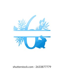 Easter, spring monogram. Number 6 on white background