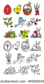 Easter spring set. It can be used as a label, sticker, sticker.