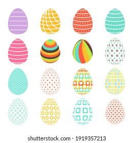 Easter spring set of colored isolated eggs
