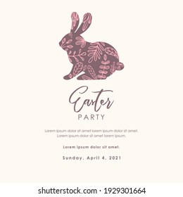 Easter. Spring time. Trendy art template suitable for social media posts, mobile apps, banners design. Vector fashion background. Leaves and abstraction. Spring holidays.