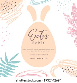 Easter. Spring time. Trendy art template suitable for social media posts, mobile apps, banners design. Vector fashion background. Leaves and abstraction. Spring holidays.