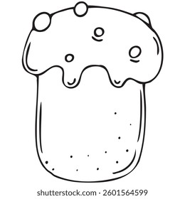 easter spring traditional cake kulich for easter, vector isolated design element, hand drawn doodle element, coloring book