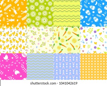 Easter spring vector seamless pattern background traditional eggs and rabbit card design Easter holiday celebration party wallpaper greeting colorful egg fabric textile illustration