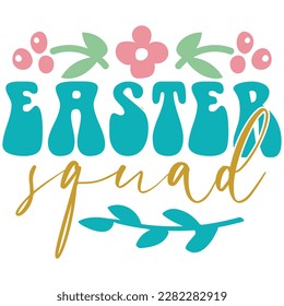 Easter Squad Boho Retro Style Happy Easter SVG And T-shirt Design, Easter SVG Quotes Design t shirt design, Vector EPS Editable Files, can you download this Design Bundle