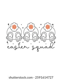 Easter Squad Funny Quote T-shirt Design. Christian Festival and cultural holiday. Illustration, Graphic, Watercolor, Logotype, Sticker, and Easter Day-Themed projects.