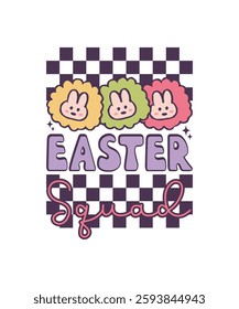 Easter Squad Funny T-shirt Design. Christian Festival And Cultural Holiday. Illustration, Logotype, Graphic, Watercolor, Sticker, Easter Day Themed Project.