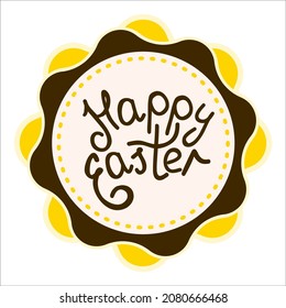 Sello de Pascua. Happe Easter con la mano grabado ilustración vectorial para banner de vacaciones