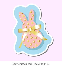 Easter sticker. Bunny. Cute bunny silhouette.Happy easter sticker