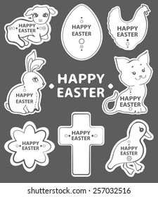 Easter sticker collection, cute animals for beautiful design