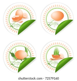 Easter sticker collection with egg and grass