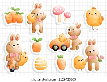 Easter sticker, scrapbook. Vector illustration