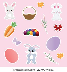 Easter sticker set. Vector illustration.