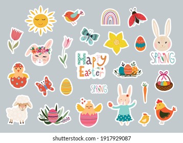 Easter Stickers Collection With Seasonal Elements