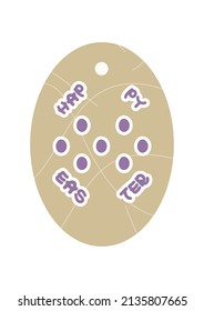 Easter Stickers. Violet Letters and Eggs on Beige Backgrounds with Seamless Scribble Patterns. Hand Draw Letter, Egg and Pattern Vectors. Ideas for Easter.