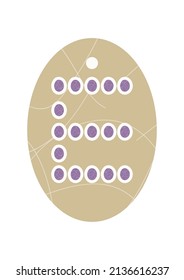 Easter Stickers. Violet Letters and Eggs on Beige Backgrounds with Seamless Scribble Patterns. Hand Draw Letter, Egg and Pattern Vectors. Ideas for Easter