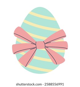 Easter striped egg with pink ribbon bow