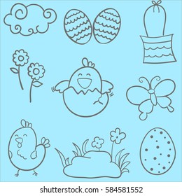 Easter style doodles vector art