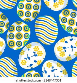 Easter. Stylish trendy seamless pattern with cute painted eggs in a modern design for textiles, fabrics, decorative paper. Vector.
