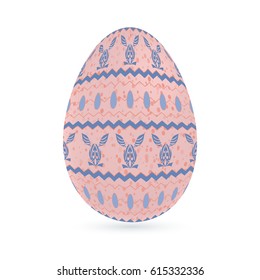 Easter stylized ethnic ornamental egg with rabbit pattern. Isolated on white background Vector illustration