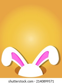 Easter. A Stylized Head Of A Rabbit With Ears Protrudes Partially From The Hole. Vertical Banner For Internet Post Or Poster With Space For Text. Simple Easter Composition. Bunny Ears. 